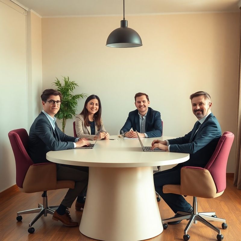 Echipa BusinessFramework la masa de conferință în biroul din Timișoara